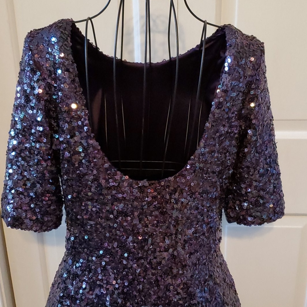 French Connection Purple Sequin Skater Dress - Picture 5 of 6